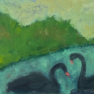 8 x 10 Oil on Board "Black Swans" $900