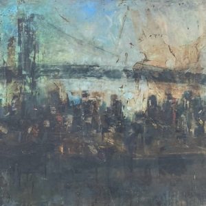 “Brooklyn Bridge” 72×72 mixed media on board $26,000