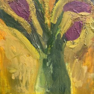 10" x 8" Oil on Board "Trio of Tulips" $900