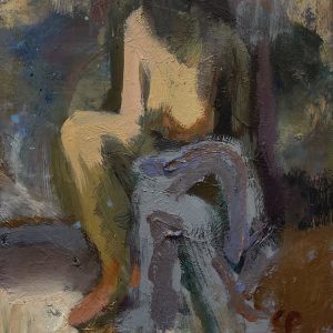 “Blue Robe” 8×8 oil on board $600