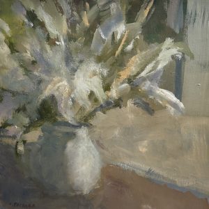 “Lilies” 20×20 oil on canvas $12,650